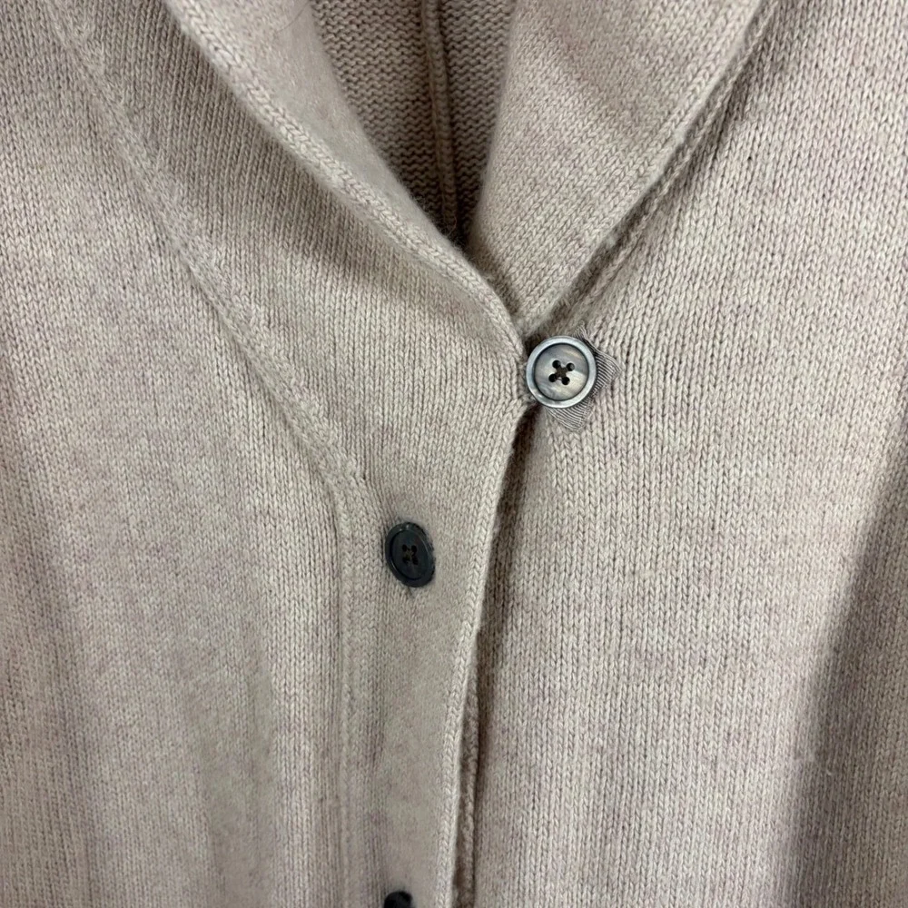 Eddie Bauer Cardigan Sweater Long 3X Tan Camel Lambswool Angora Shawl Collar Ski - Picture 5 of 10